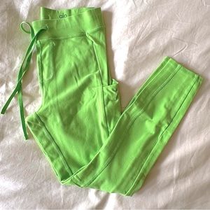 Alo lime green high waist checkpoint leggings size S